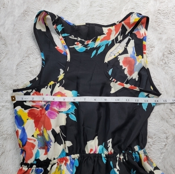 Xhilaration Black Floral Print HighLow Hem Racer Back Sleeveless Dress Sz S - Picture 7 of 8